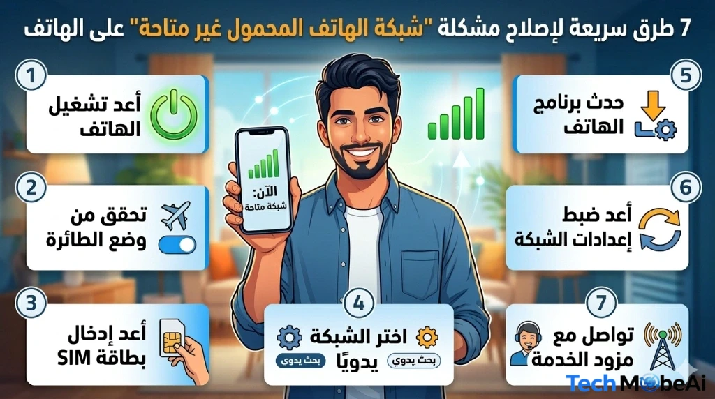 7 طرق لإصلاح مشكلة "شبكة الهاتف المحمول غير متاحة" على الهاتف