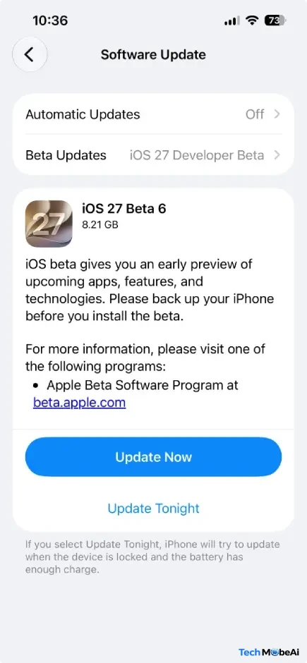 إطلاق تحديث iOS 27 Beta 6 للآيفون.. التغييرات وطريقة التحميل 3 إطلاق تحديث iOS 27 Beta 6 للآيفون.. التغييرات وطريقة التحميل 2